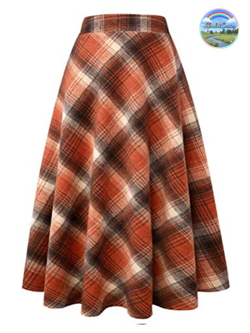 Wool Blend Plaid High Waist A-Line Maxi Skirt